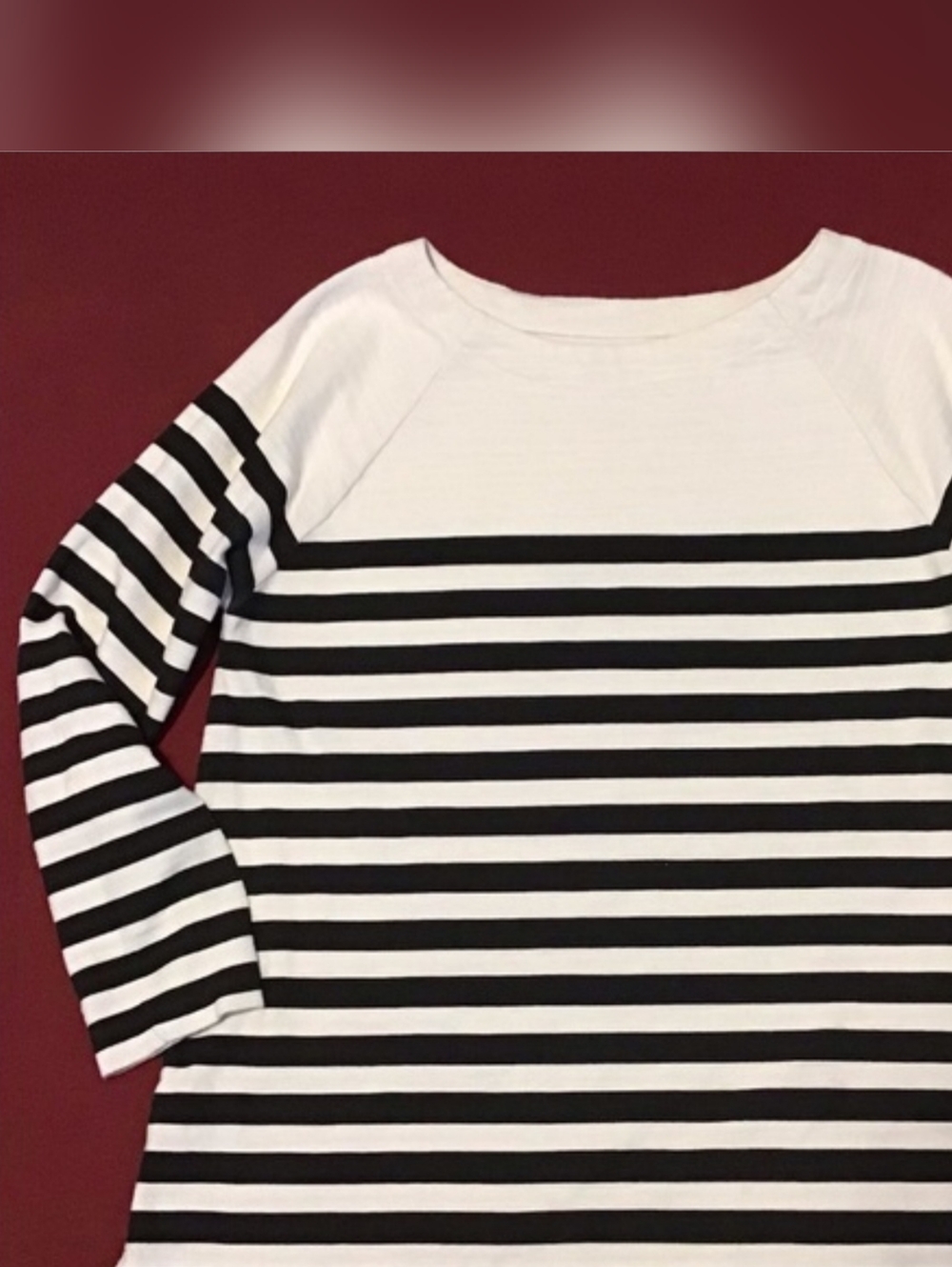 LOFT Black/Cream Striped Sweater
